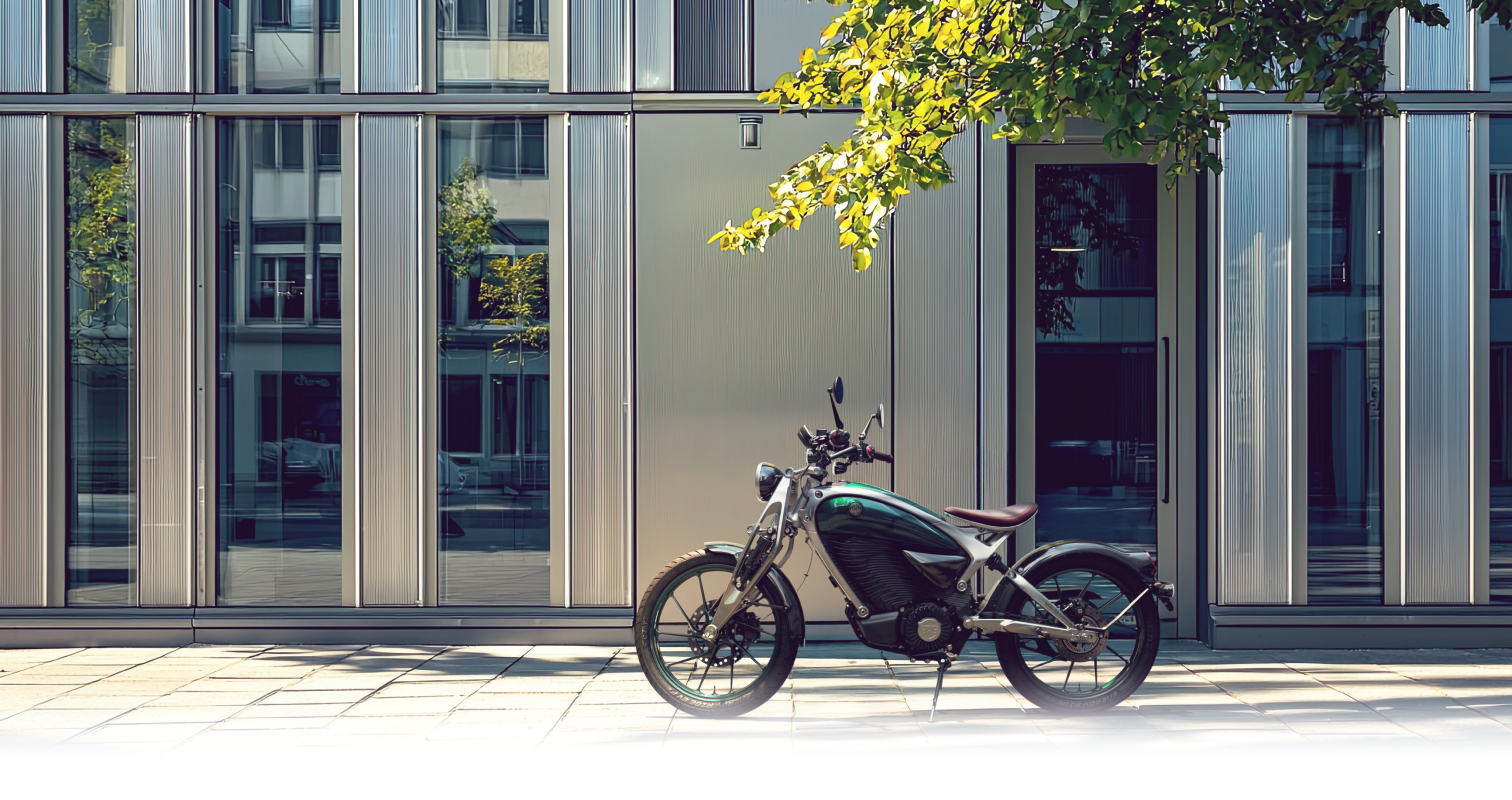 Flying Flea C6 Electric Motorcycle showcased in an outdoor view