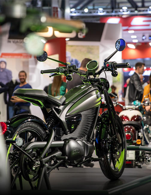 Electric motorcycle showcase at the Milan EICMA motor show