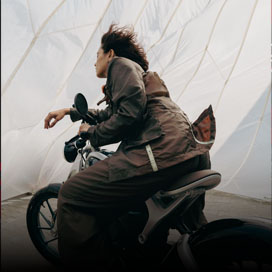 Electric motorcycle lifestyle image